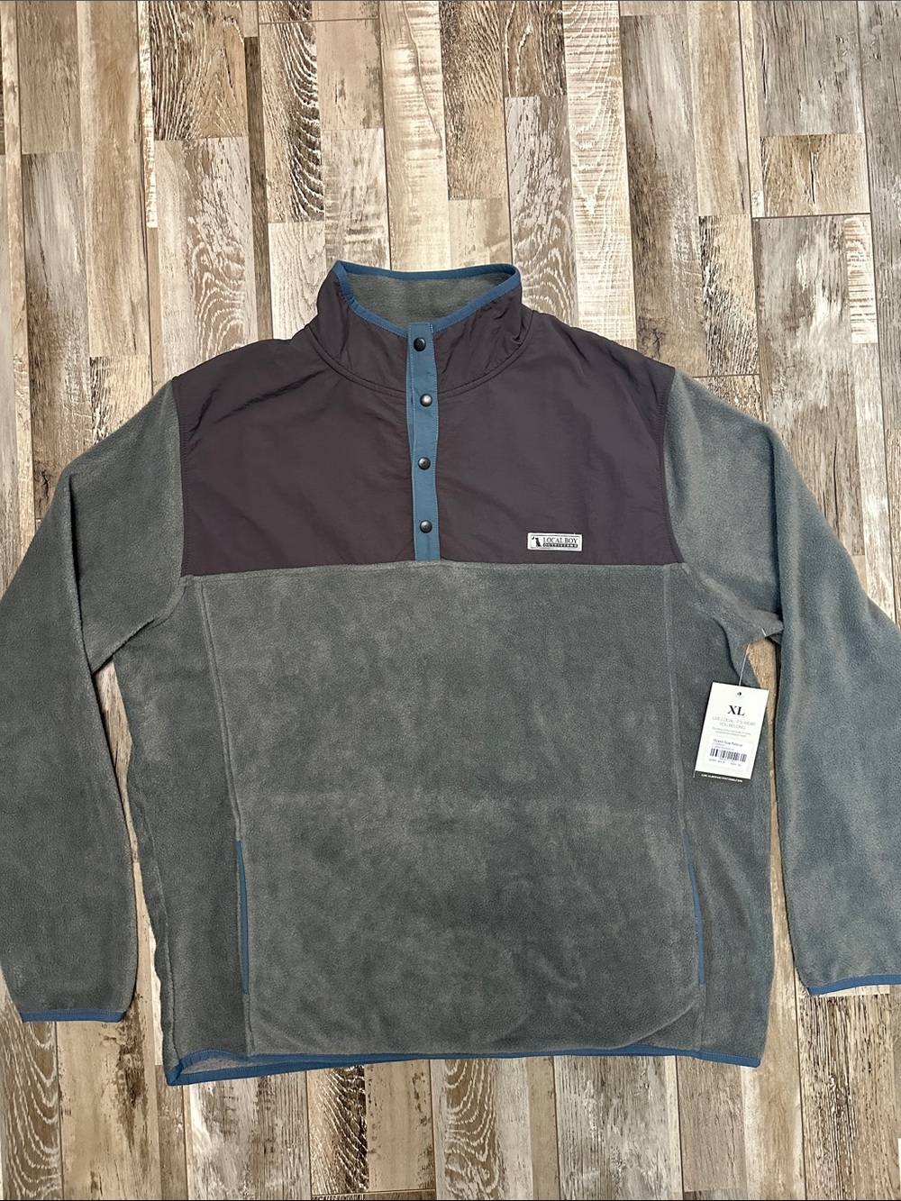 Men's Local Boy Quarter Snap Fleece Pullover  - Gray and Blue NWT!
